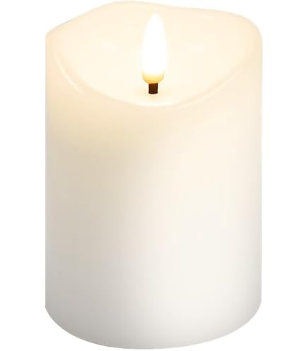 Lot De 2 Bougies LED Avec Revêtement En Cire Véritable - Hauteur 9,1 Cm, Ø 4,4 Cm, Couleur Crème - Effet Flamme Réaliste, Minuterie 6h/18h - Fonctionne Sur Piles AAA