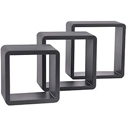 EDA 10437 G.Ant KOSI 3 ETAGERES MURALES CARREES, polypropylène, Gris Anthracite, 30x15x30 / 26x15x26 / 22x15x22cm Dim. : Lot : 30x15x30cm