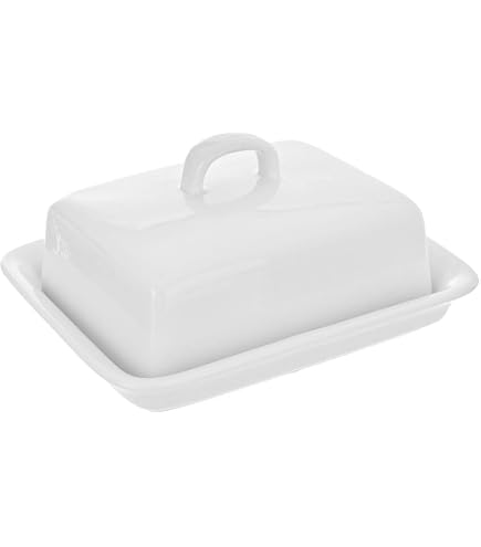 axentia 811175 Butterdose Porzellan, klassische Butterglocke für 250 g Butter, Butterbox für Haushalt und Küche, Butterschale mit Deckel und Griff, weiß,16 x 8 x 13 cm Küche, Haushalt & Wohnen