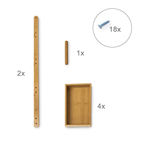 Relaxdays Bambus Badregal H x B x T: 75 x 25 x 18 cm Praktisches Badezimmerregal als Ablageständer mit 4 Körben als Bambus-Butler Korbregal aus natürlichem Holz für Badezimmer und Feuchträume, natur - 5