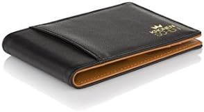 Premium Slim Wallet with Money Clip RFID NFC Protection Genuine Leather for Men Black