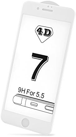 iPhone 7 Screen Protector 4D Full Curved Tempered Glass 0.2mm 9H Anti Scratch Ultra Clear Protect Film (iPhone 7 Plus 4D, White)