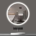 VENETIAN IMAGE Backlit Design Led Mirror with Defogger Wall Mounted Vanity Mirror Dimmable, Adjustable 3-Colors White/Warm/Natural Light, Wall Mount Mirror (60 CM Round)