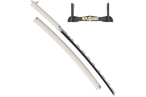 Repliksword Demon Slayer Katana en Bois - Lame Inosuke Hashibira - Epee Kimetsu No Yaiba - Sabre Decoration Cosplay - Presentoir Inclus