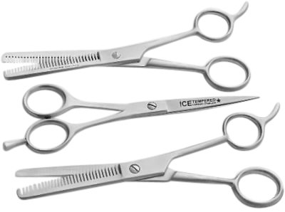 3 teiliges Haarscheren Set mit Modellierschere - Effilierschere - Haarschneideschere