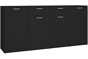 vidaXL Aparador Entrada Acento Pasillo Vestíbulo Recibidor Auxiliar Decoración Hogar Casa Escritorio Mueble de Madera Contrachapada Negro 160x36x75 cm
