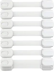 INOVERA Baby Safety Adjustable Drawer Cabinet Locks Straps, White (Pack of 10)