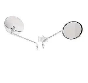 KunjZone Bike Chrome Rear View Mirrors Suitable for Royal Enfield Bullet, Bullet 350, Bullet 500, Classic, Classic 350, Classic 500, Set of 2