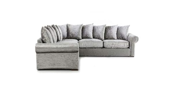 Furniture Hut Uk Large Corner Glp Sofa Crushed Velvet Silver 2c2