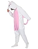 LATH.PIN® Jumpsuit Tier Cartoon Fasching Kostüm Sleepsuit Cosplay Fleece-Overall Pyjama Schlafanzug Erwachsene Unisex Kigurumi Tier (Medium, Pink Einhorn) - 3