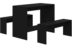 ‎VIDAXL vidaXL Essgruppe 3-TLG. Sitzgruppe Esstisch Tisch Tischgruppe Bank Esszimmerbank Esszimmergruppe Esszimmergarnitur Tischset Schwarz Holzwerkstoff