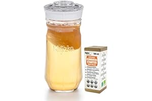Kefirko Complete Kombucha Making Kit 1.4L Jar with Organic Starter – Make Your own Probiotic Drinks at Home for Good Gut Health and Build Your Immunity (White)