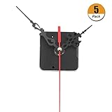 Uoeo 5 Stück Quarz-Uhrwerk, Schaft Länge 1/5,1 cm/12 mm, Stunde Hand (6,5 cm/6,5 cm), Minutenzeiger (9 cm/9 cm), Sekundenzeiger (12 cm/4.72nch) für Kleine Alarm Uhr, Armbanduhr, Kreuzstich, Quarz Uhr
