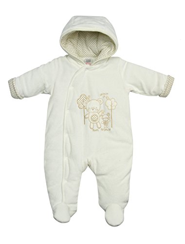 STYLE MIXX Baby Girls Boys Bear Hooded Ski Suit Snowsuit Pramsuit All In One Coat Jacket (NEWBORN, CREAM BEST FRIENDS 15C211)