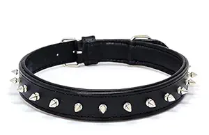 Fondle Dog Spiked Single PU Leather Durable Pet Dog Pitbull Mastiff Collar Dog Neck Collar Belts for Medium and Large Dogs