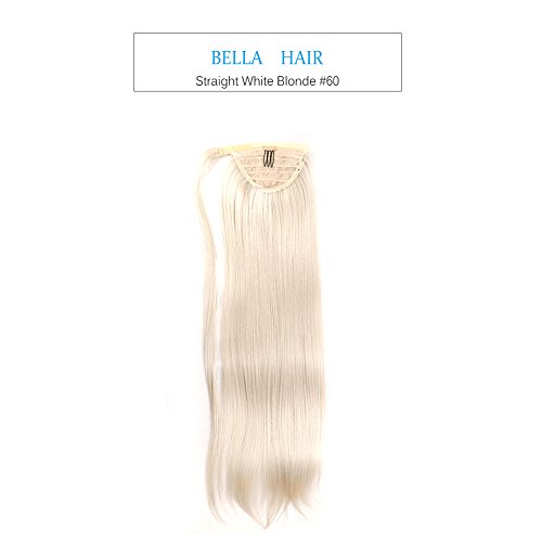 Bella Hair Remy Sintético Hecho A Mano Cola De Caballo Cabello Extensiones Recto 20 Pulgadas Color Blanco Rubio #60