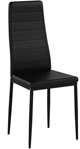 tectake Lot de Chaise de Salle à Manger 41x45x98,5cm - diverses Couleurs et modèles au Choix - (6X Noir | No. 401848)