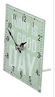 Glas- Tischuhr Uhr mit Aufsteller ‚Today is a good day‘ ca. 15 x 15 cm - 3