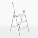 Produktbild RMJAI Leichte Trittleiter 3 Stufen FoldabeTall Trittleitern Rutschfeste Trittleiter aus Aluminium für Haushalt und Büro, 228 x 16,9 x 40,6 Zoll (300 lbs) Tritthocker (Farbe : Weiß)