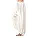Produktbild TEBAISE Damen Unisex Orientalische Haremshose Pluderhose Pumphose Lange Hose Boho Hippie Hose Leinenhose Leichte Sommerhose Tunnelbund mit Gummizug