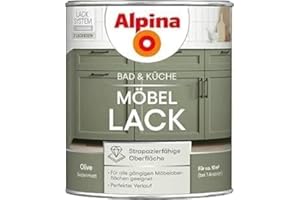 Alpina Bad & Küche Möbel-Lack Olive – seidenmatter Lack für Bad- & Küchenmöbel aus Holz & MDF, streichfertig, hochdeckend & feuchtraumgeeignet, ideal für DIY-Renovierung – 0,75L