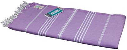 Pestemal Beach Towel with Turkish Design – GAIA - eco-friendly thin lightweight organic soft cotton - natural quick dry breathable blanket – Lilac, 100x180 cm