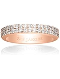 Sif Jacob joyas anillo Ladies corte Due - 18 K Rose plateado con zirkonia blanco
