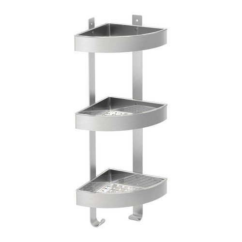 Preisvergleich Produktbild IKEA GRUNDTAL Wandeckregal aus Edelstahl; (26x58cm)