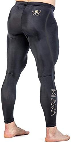 Mava Men's Compression Long Leggings - Base Layer Tights for Workouts, Running, Cycling, Sports, Training, Weightlifting - All Weather Long Capri