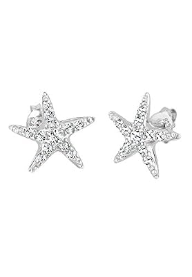 Elli Femme Précieux Bijoux Boucles d'Oreilles Clous et Puces Étoile de Mer Argent 925 Cristal Swarovski Argenté