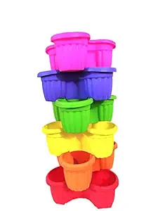 CAPPL Plastic Pot, Multicolour, 28x17 cm, 6 Pc