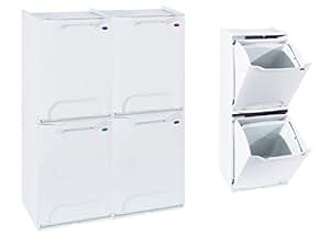 GrecoShop Pattumiera Componibile Per Raccolta Differenziata, Modulo Bianco In Polipropilene, Fissabile A Parete - 4