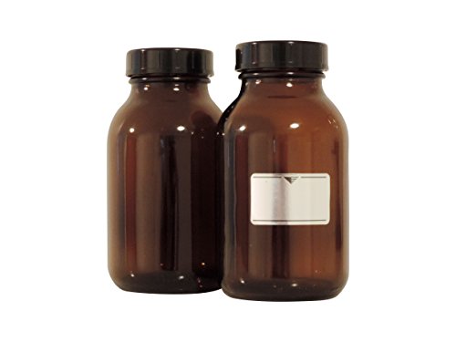 Viva-Haushaltswaren - 2 x Weithalsglas 500 ml aus Braunglas inkl. Schraubverschluss mit Dichteinlage, Apothekerglas, Laborglas, Medizinglas, Vorratsglas, Glasdose - made in Germany - inkl. Etiketten