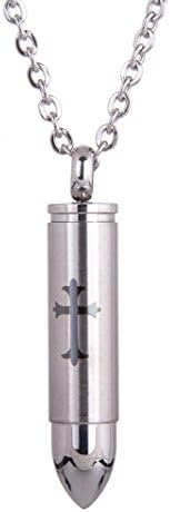 SOA. Stainless Steel Iron Cross Bullet Pendant Necklace