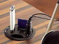 Xystec Tisch-Kabeldose 60 mm, USB-2.0-Hub, Card-Reader, Audioanschluss - 3
