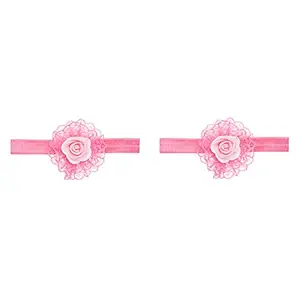 Amazon Brand - Solimo Kids Hair Bands with Rose, Pink, Pack of 2