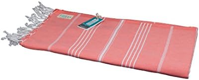 Pestemal Beach Towel with Turkish Design – GAIA - eco-friendly thin lightweight organic soft cotton - natural quick dry breathable blanket – Orange, 100x180 cm