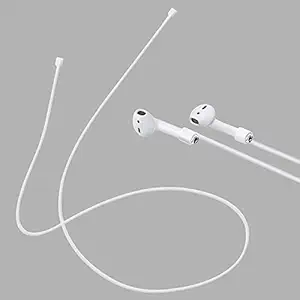 Cellphonez Anti Slip Silicone Earhooks Secure Fit Hooks Anti-Lost Ear Hook for Apple Airpods. (White Strap)