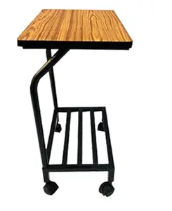 P P CHAIR Office Home Single Inverter Battery Trolley Stand in 1inch Pipe (Movable Trolly) with Height 27 inch (Trolly Suitable for All Type Inverter-Batteries) with Wooden Shelf ON TOP