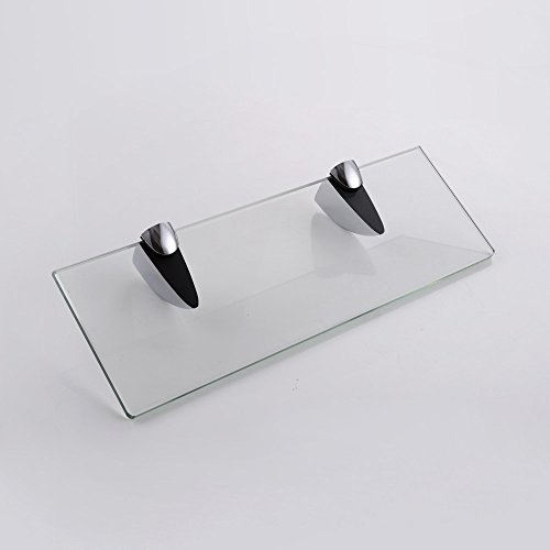 KES Badablage Glasregal Eckablage Glasbodenträger aus Edelstahl und Glas, Klar und Silber, BGS3202S35 - 3