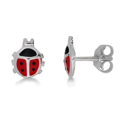 Miore-Kinder-Ohrstecker-925-Sterling-Silber-Marienkfer-emaille-rot-MSM101EK