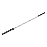 barra de 20 kg precio Con una longitud de 220 cm, un peso de 20 kg y unos manguitos de 50 mm de diámetro, esta barra olímpica cumple con las normativas aplicables. La barra con su acabado plateado ha sido fabricada de acero de resorte. Sus manguitos negros oxidados de 40 cm de longitud ofrecen espacio para alojar hasta aprox. 680 kg en pesas. Incluso en caso de entrenamiento diario permanece estable, sin doblarse ni dañarse.