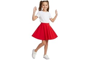 LUXFAB Girls Skater Skirt High Waisted Flared Tutu Style | Stretch Polyester Mini Skirt | Elastic Waistband | School Uniform & Party Wear | Ages 5-14
