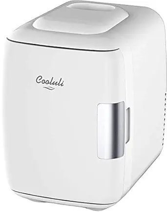 Cooluli 6 Can AC/DC Portable Thermoelectric System Mini Fridge Electric Cooler and Warmer with on the Go USB Power Bank (4 L, White)