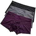 Panavi Creation Men's ice Silk Underwear Seamless Underwear, Summer ice-Feel Breathable Boxer Shorts Multicolor (Pack of 3)