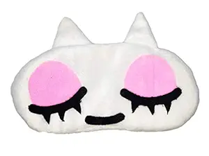 Nitsha Velvet Blind Sleeping Cartoon Character Eye mask shade for Men Women Girls Boys Kids - Pink and White Model No.25