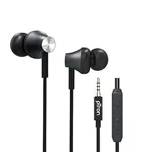 pTron Pride Evo HBE (High Bass Earphones) in-Ear Wired Headphones with in-line Mic, 10mm Powerful Driver for Hi-Fi Audio, Noise Cancelling Headset with 1.2m Tangle-Free Cable & 3.5mm Aux - (Black)