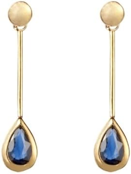9ct Yellow Gold Real Sapphire Drop Earring