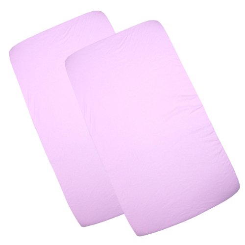 BabyPrem Pack of 2 Fitted Crib / Cradle Sheets 100% Cotton 90 x 40cm 2 PINK