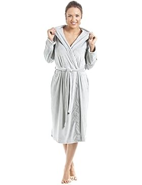 Camille - Accappatoio da donna lungo - In velours morbidissimo - Azzurro polvere